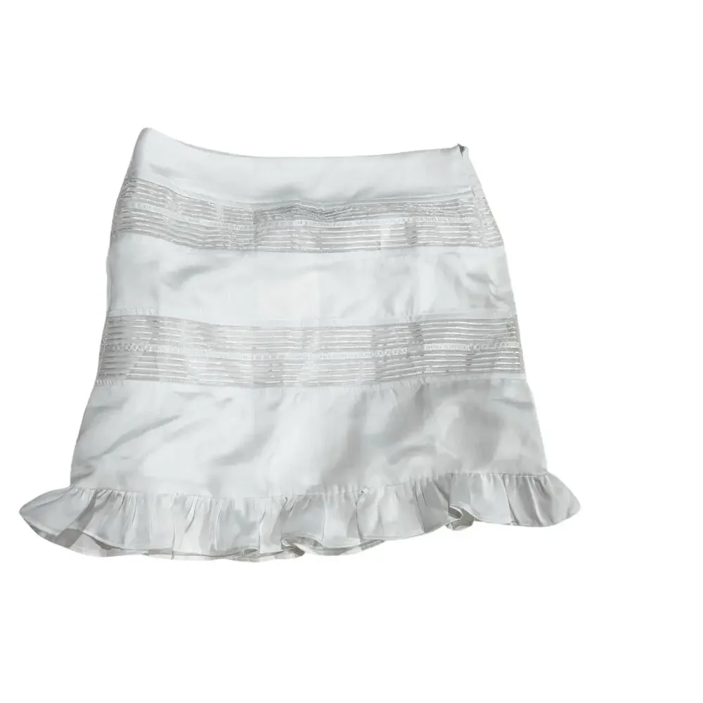 Skylar Rose Women's Soft Stretchy Mini Skirt with Ruffles White Size Small NWT - Picture 6 of 12